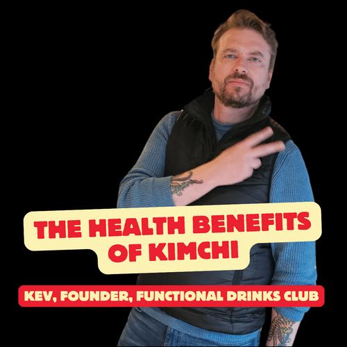 Picture of a man on a blackground doing a gangsta pose while talking about Kimchi.