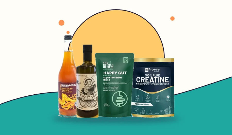 Gut health basics: apple cider vinegar, olive oil, prebiotic fibre and creatine