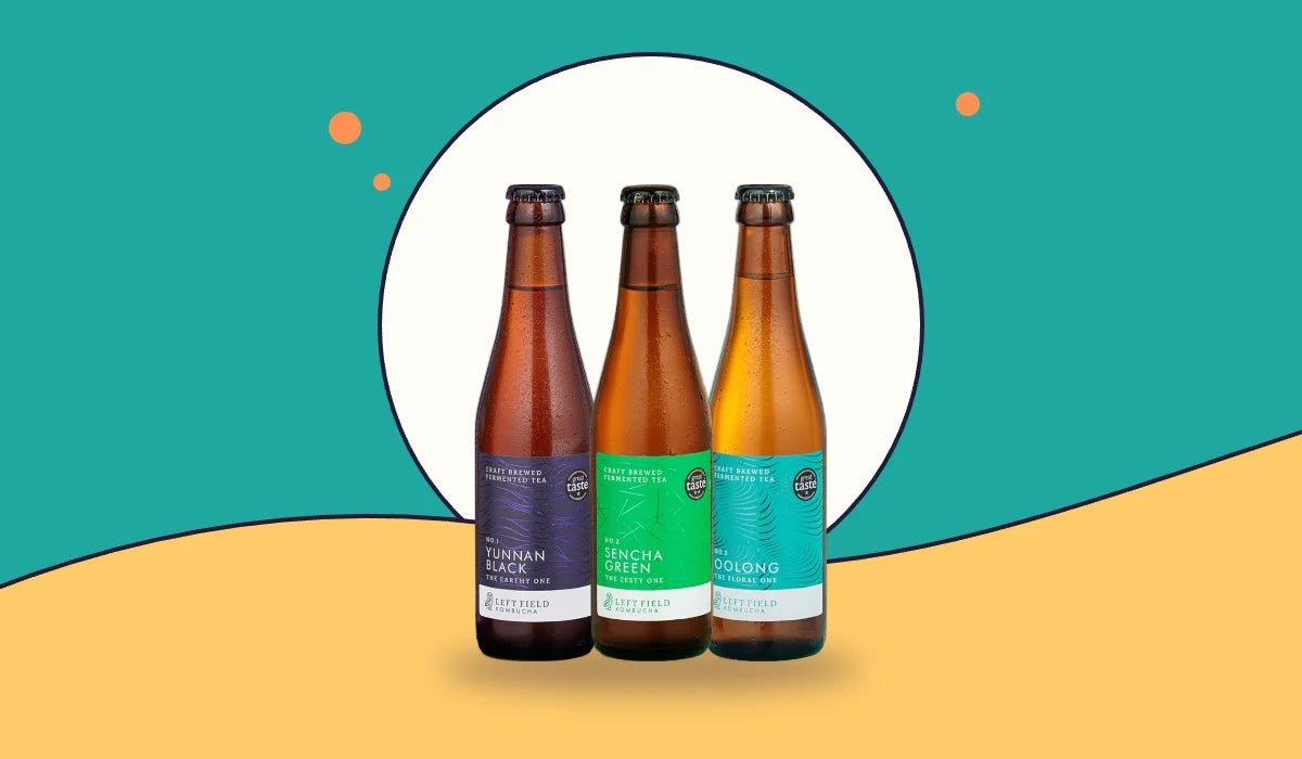 Left Field kombucha: Yunnan Black, Sencha Green and Oolong