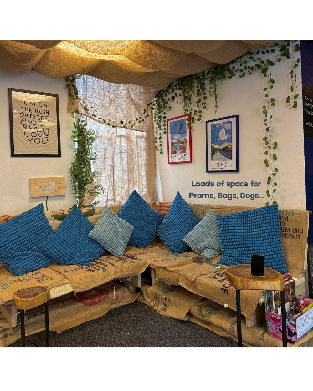The lounge at Functional Drinks Club, the Otley taproom, set up for venue hire