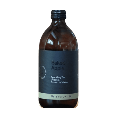 Peterston Tea Kombucha Baked Apple, amber bottle