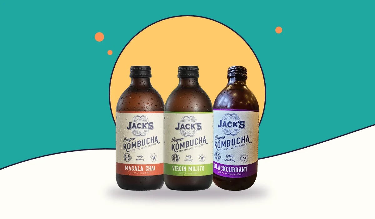 Jack's kombucha: Masala Chai, Virgin Mojito and Blackcurrant
