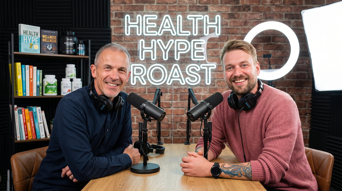 Kev and James Ellis recording The Health Hype Roast