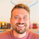 Kombucha Kev, founder of Functional Drinks Club, smiling at the Otley taproom