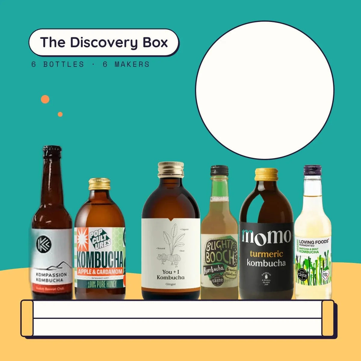 The Discovery Box: six raw kombuchas from six makers, Kompassion, Pop Cultures, You + I, Blighty Booch, MOMO and Loving Foods