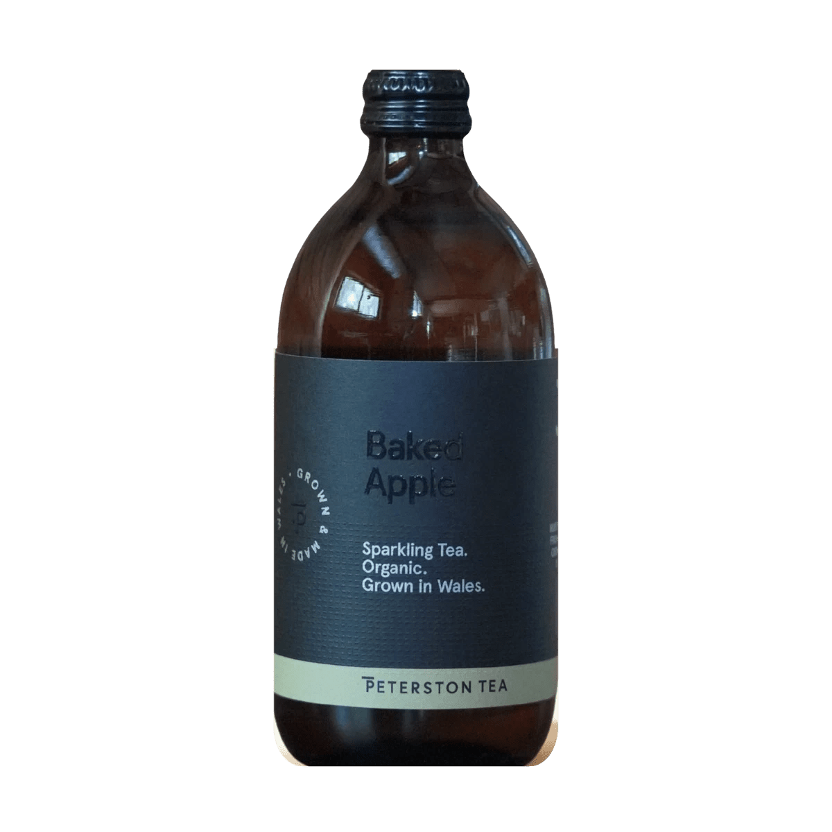 Peterston Tea Kombucha Baked Apple, amber bottle