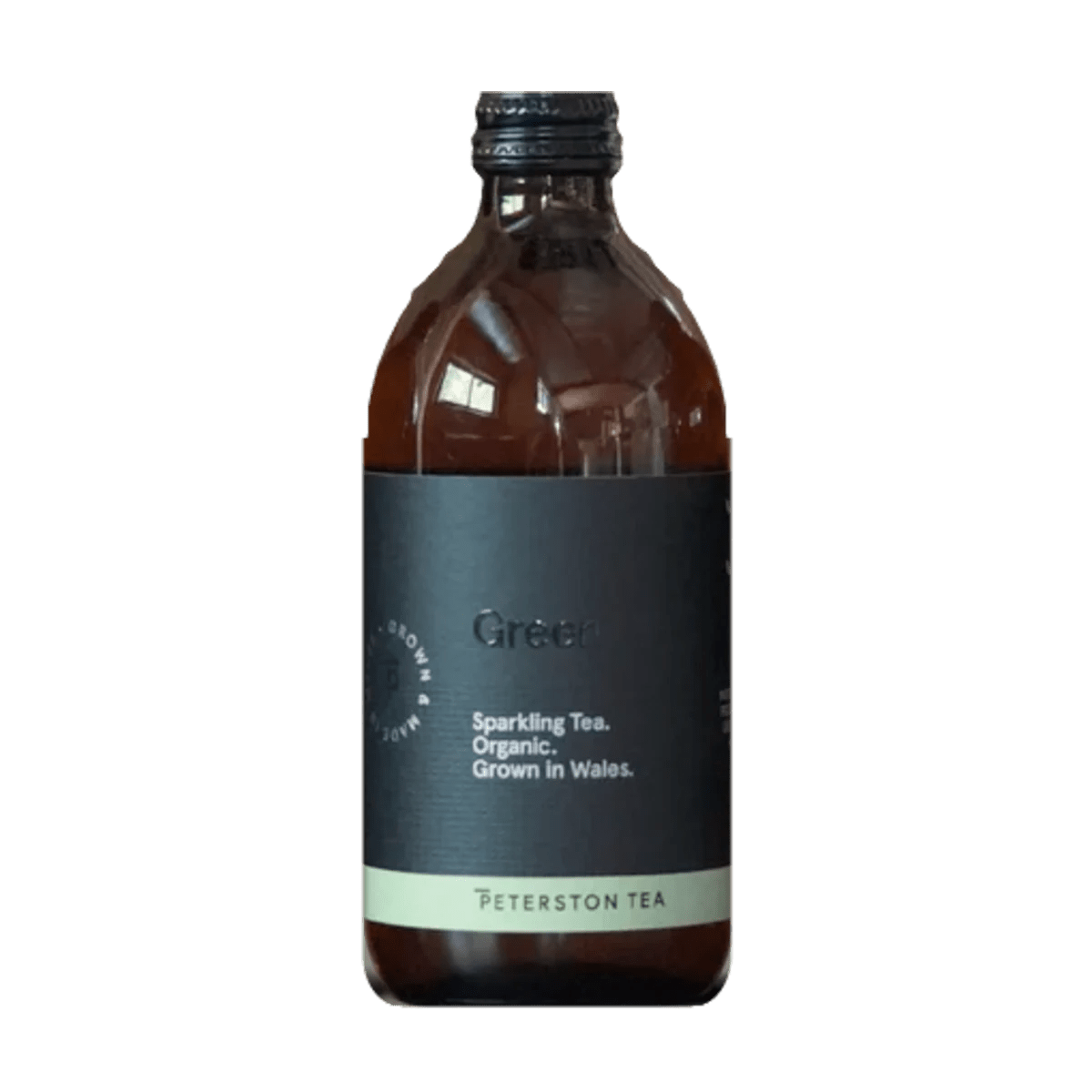 Peterston Tea Kombucha Original Green, amber bottle