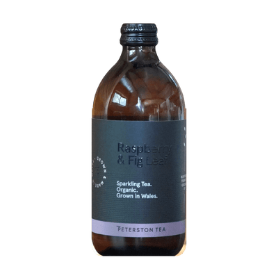 Peterston Tea Kombucha Raspberry & Fig Leaf, amber bottle