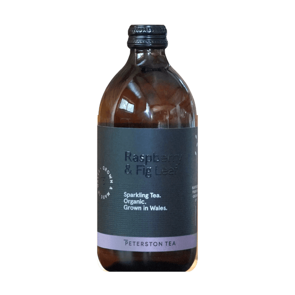 Peterston Tea Kombucha Raspberry & Fig Leaf, amber bottle