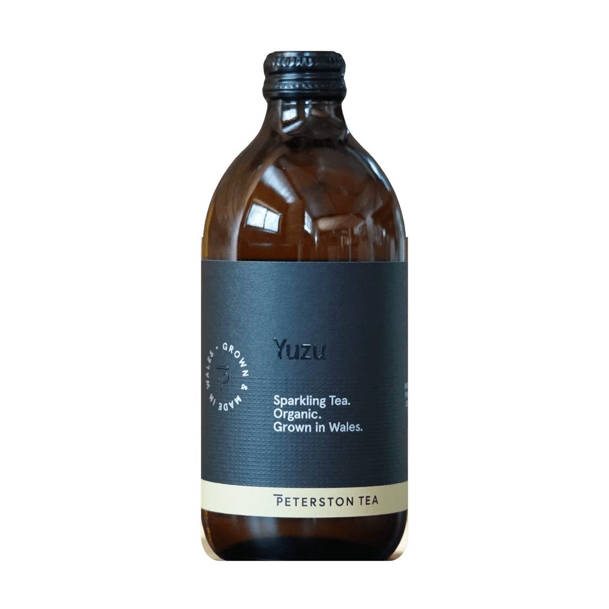 Peterston Tea Kombucha Yuzu, amber bottle